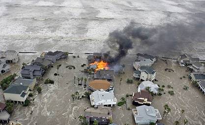 Hurricane Ike - home burns