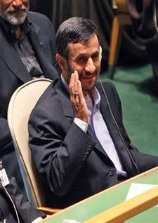 Iranian president Mahmoud Ahmadinejad waves at the 64th session ...